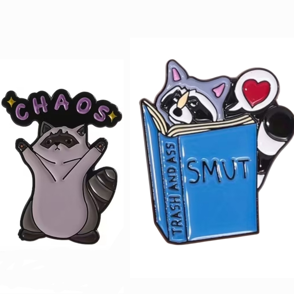 Raccoon Enamel Pin Set - 2 Pins Bundle Chaos & Smut